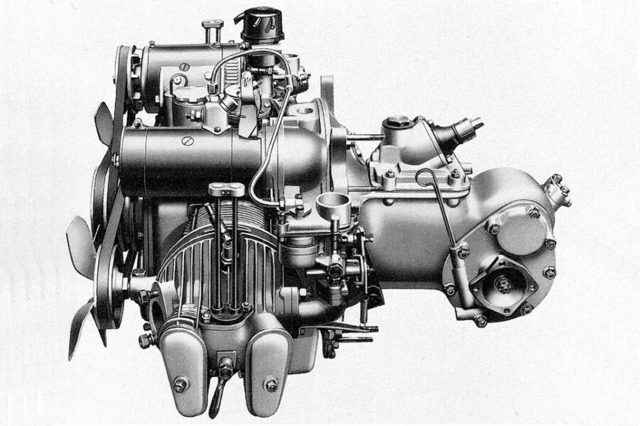 «Oposición» de dos cilindros en un solo bloque (Panhard Flat-Twin)